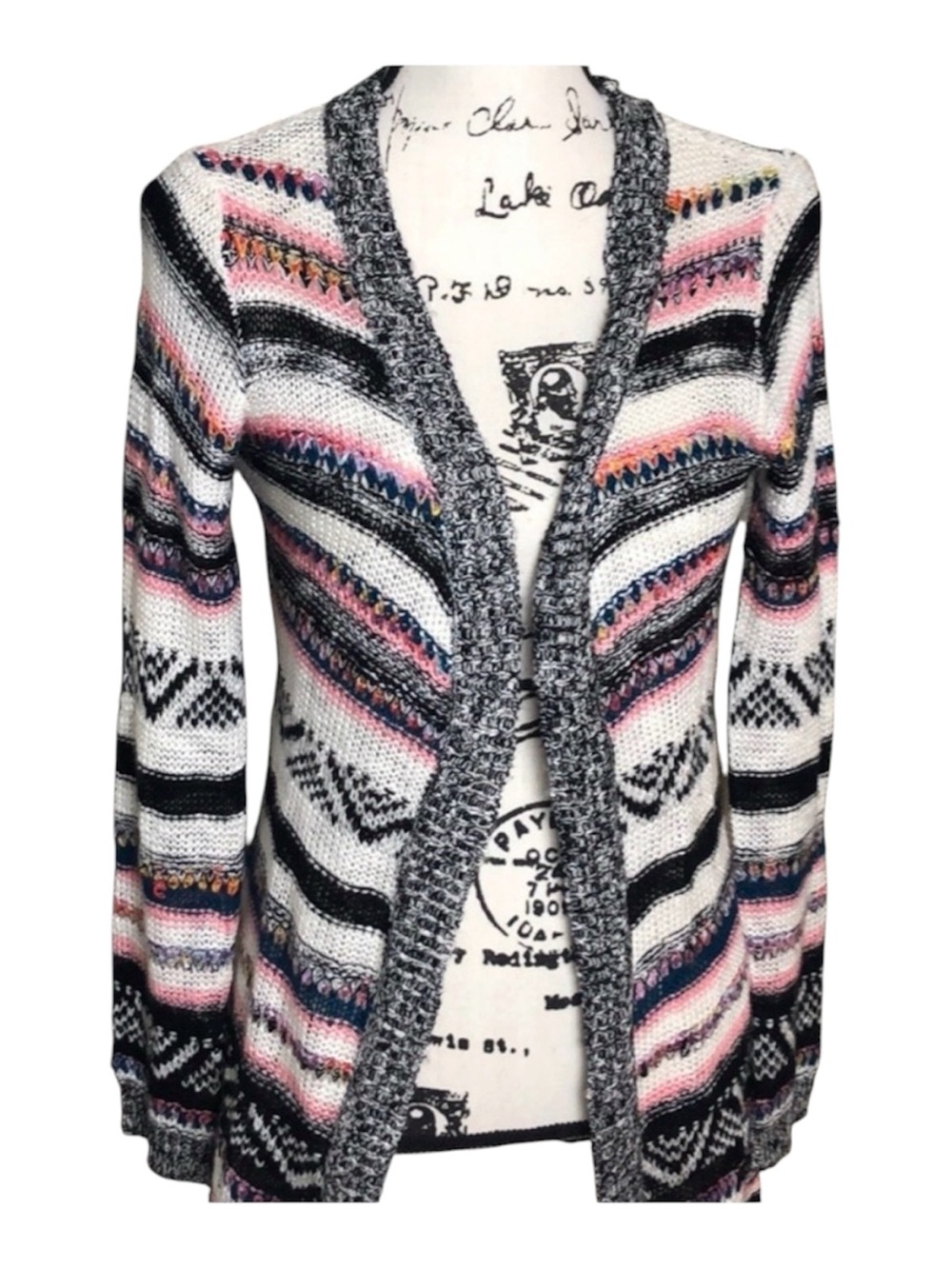 Full Tilt Multicolored Open Striped Cardigan Size M